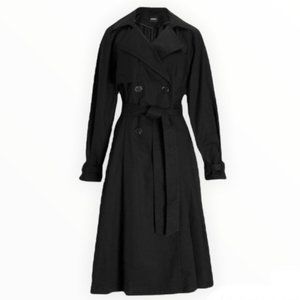Julia Klein Vintage Belted Trench Coat Black Size 6 Petite